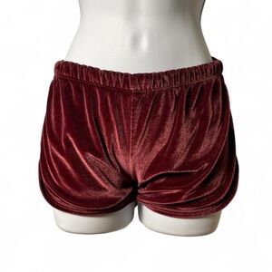 Brandy Melville Burgundy Velvet Mini Shorts